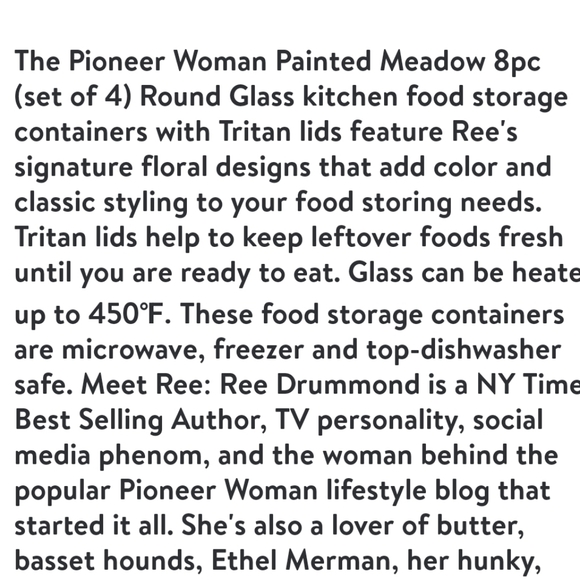 ❤️ New Pioneer Woman Painted Meadow Glass Round Food Storage Containers - Picture 2 of 7